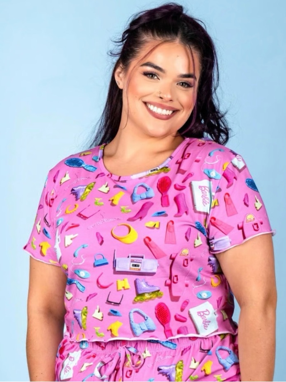 Barbie Pink Graphic Crop Top - SZ 2XL